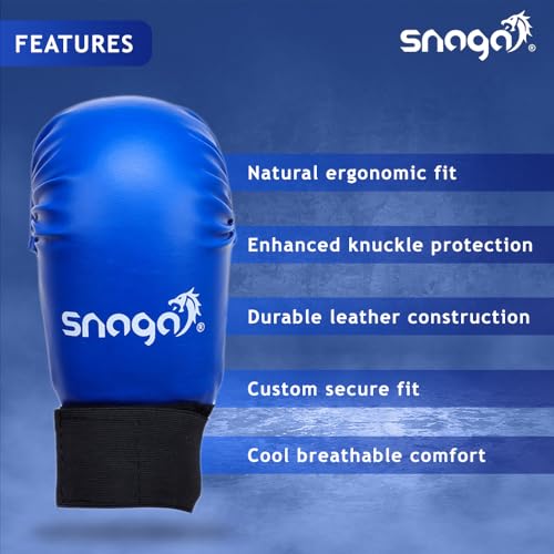Image of Snaga Moulded Karate Gloves, Punching Bag Glove for Training, Foam Padding, Elastic Hook & Loop Wrap Around Strap, Gloves for Better Protection, Performace and Comfort. (Blue, L) (14 + Years Old)