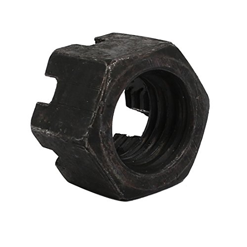 Image of uxcell 10pcs M14x2mm Carbon Steel Grade 5.8 Hexagon Slotted Castle Nut Black