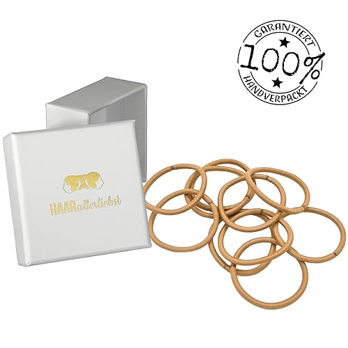 HAARallerliebst® Pack of 20 Thick Beige Hair Bobbles Colour Golden Blonde, Metal-Free Braid Elastics - Image 4