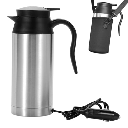 Hervidor Eléctrico para Coche 24V, 750ml Hervidor de Agua para Coche de Acero Inoxidable Viaje Coche Agua Hervidor Hervidor de Agua Portatil Coche Eléctrico Hervidor Coche para Agua Caliente