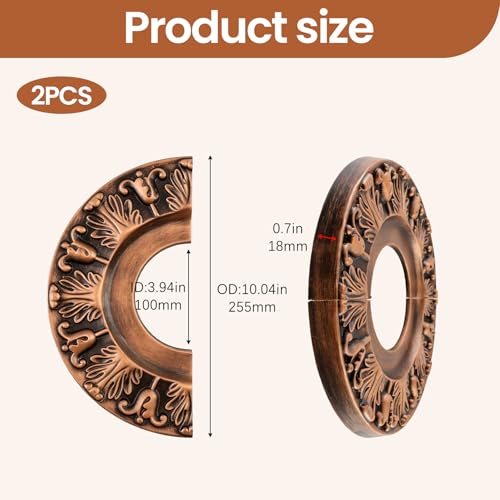 Image of 2 Pairs Split Ceiling Medallion,10 inch OD x 4 inch ID Lighting Ceiling Medallions,Round Decorative Ceiling Light Medallions-Bronze