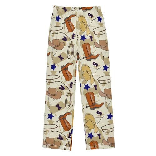 Boys' Pants Cowboy Boot Hat Rope Lasso Long Bottoms Jogger Pants Elastic Waist Trousers with Pockets S-XL