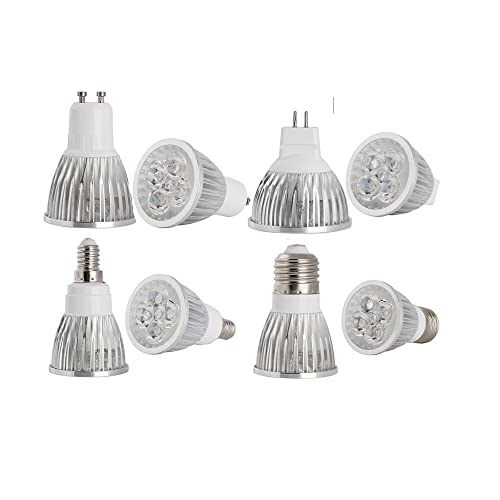RTQAZWSXE, Paquete de 10 focos LED CA 85-265 V, 3 W, 4 W, 5 W, GU10, MR16, E27, E14, blanco cálido, neutro o frío, for el hogar(MR16 DC 12V,Warm White 4W)