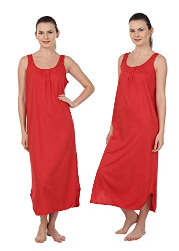 Image of BLAZON Women's Cotton Hosiery Solid Maxi Nighty Slip (Pack of 2) Available Sizes: S, M, L, XL, 2XL, 3XL, 4XL, 5XL