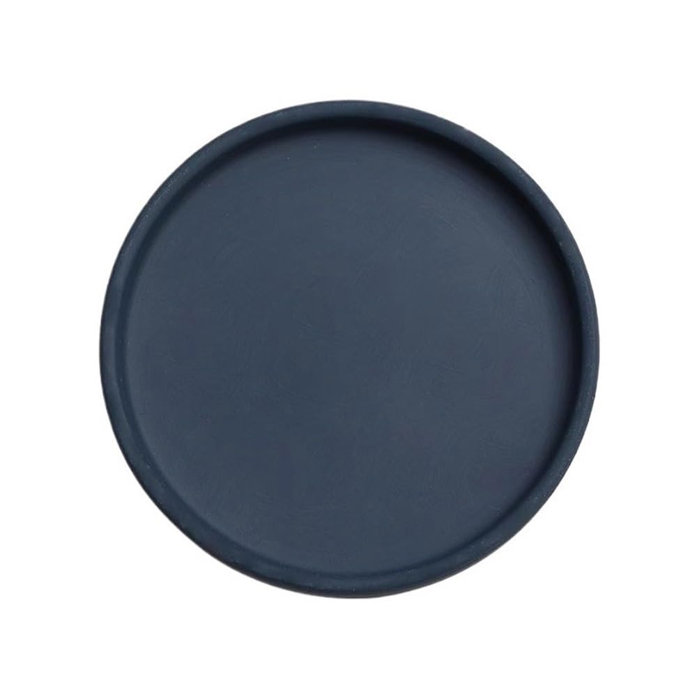 Sottovasi Sottovasi Rotondi in Ceramica for Piante, vaschetta raccogli Gocce for Fiori, for Interni ed Esterni, Patio per fioriere(Navy Blue,Grande)