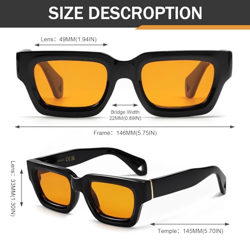 Retro Square Sunglasses for Women Men Trendy Narrow Chunky Designed Frame Colored Lens Shades Eyewear3