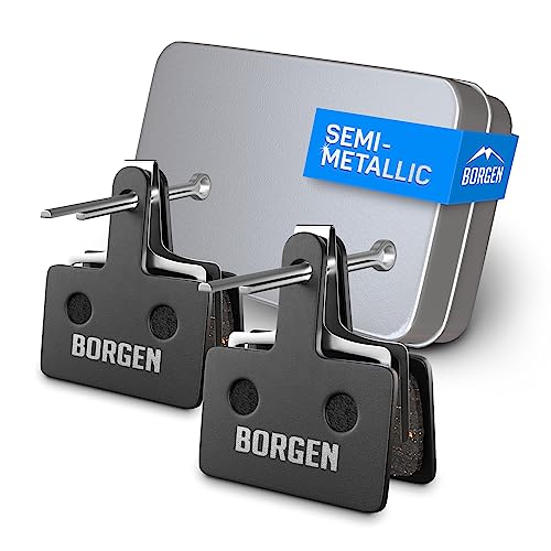 Borgen 2 Pares de Pastillas de Freno de Disco Bicicleta - Apto para Deore, Altus, Alivio, Acera, BR-M - Semi-Metálico Compatible con Pastillas de Freno Shimano B01S
