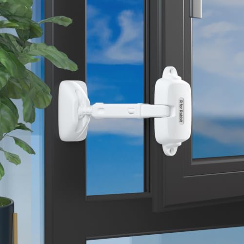 R for Rabbit Protector Plus Window Locker | Child Safety Lock with Adjustable Opening | EN71 Certified | Strong 3M Adhesive | Sturdy & Durable Window Safety Lock for Kids (1 Unit - White)