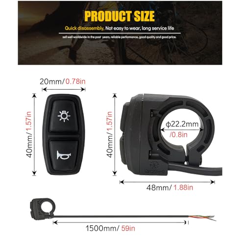 Universal Ebike Light and Horn Switch Turn Signal Switch 3 3-in-1 switch DK336 - Picture 9 of 13