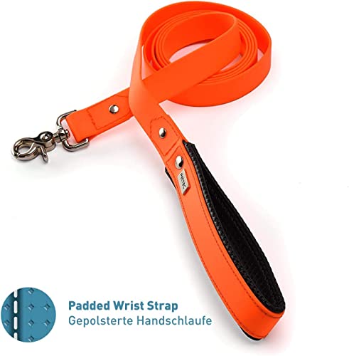 PetTec Hundeleine mit Handschlaufe, Führleine 2m bis 80kg, Trainingsleine/Ausbildungsleine/Trekkingleine für Hunde aus TRIOFLEX (ähnl. Biothane), wasserabweisend & robust, Dog Leash (Orange)