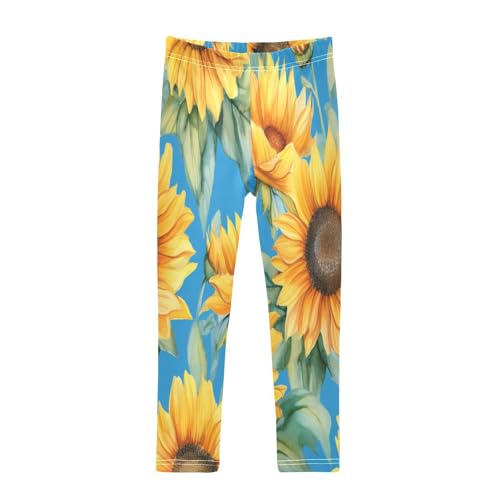 Toddler Girls Leggings Printed Yoga Pants Leggings Yellow Brown Sunflower for Kids