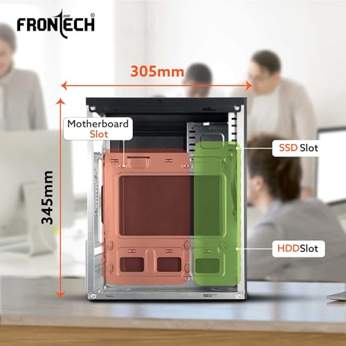 Image of FRONTECH Flint Silver Computer Cabinet | Compact PC Case for Home & Office | Silver Range | Efficient Airflow Design | Front USB 1.1 & Audio Ports | ATX /Micro-ATX Motherboard Support (FT-4277)