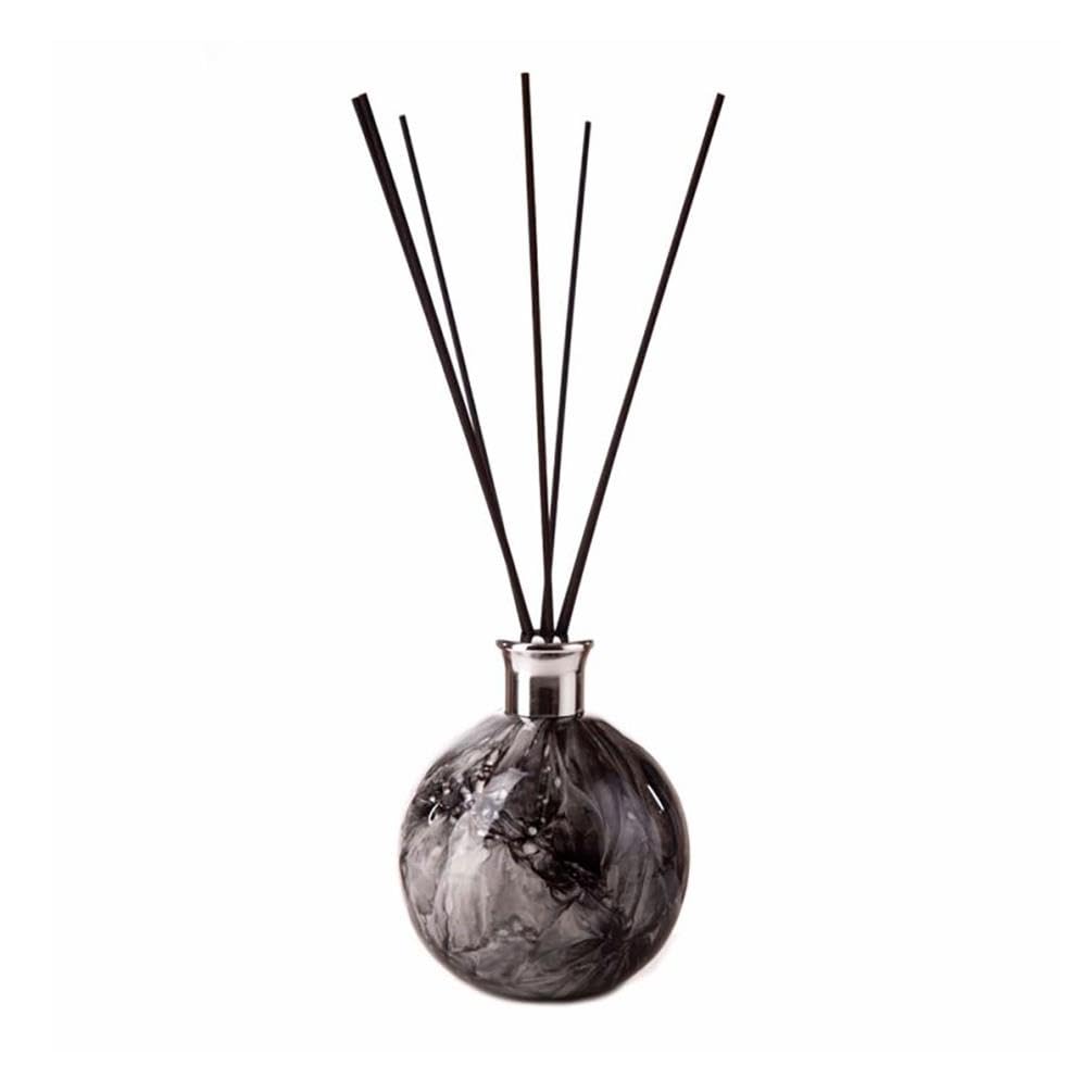 Amelia Art Glass Reed Diffuser Large Sphere in Black & Grey (Black Marble Effect)