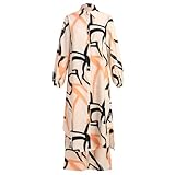 IDOPIP Abaya Dress for Women Muslim Set Long Sleeve Chiffon Ramadan Islamic Prayer Dress Button Down Shirt with Pants 2PCS Middle East Dubai Outfits Modest Arabic Casual Clothes Apricot - Print M