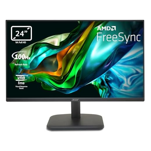 Acer EK241YHbif Monitor PC 24", Display VA Full HD, 100 Hz, 1 ms (VRB), 16:9, FreeSync, VGA, HDMI 1.4, Lum 250 cd/m2, Schermo PC con Contrasto 100M:1, ZeroFrame, Cavo HDMI Incluso, Nero