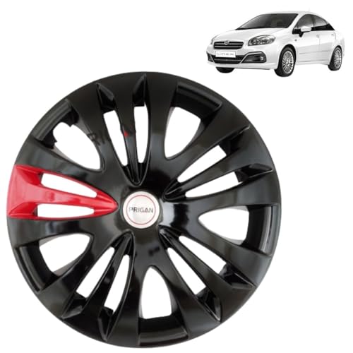 Image of Prigan Linea (Active, Dynamic Only) Black Red 15 Inch Wheel Cover for Linea (Set of 4 Pcs) (Press Fitting) Model- Ertiga T1 BRed 15
