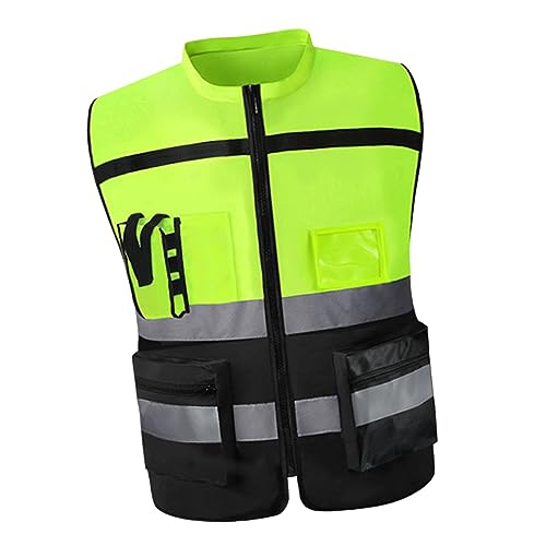 UxicRuya High Visibility Vest Reflective Vest Work Wear Vest Construction Vest for Work, XL Yellow