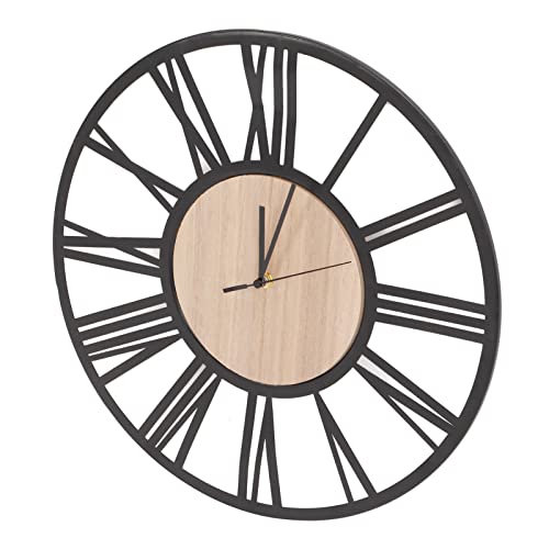 Reloj de Pared Redondo de Hierro con Números Romanos, 40 cm de Diámetro, Silencioso, para Sala de Estar y Comedor