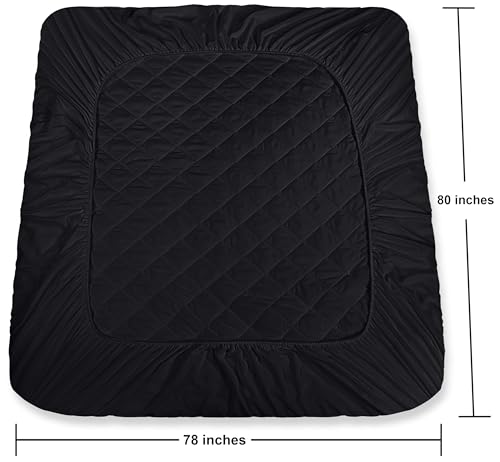 Utopia Bedding Quilted Fitted Mattress Pad, King Size, Elastic Fitted Mattress Topper Protector and Cover Stretches up to 16 Inches Deep, Machine Washable (Black)