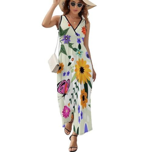 Robe longue d'été col V en tissu fluide ultra léger et respirant