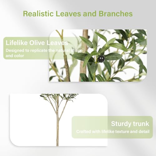 FEELEAD 7FT Olive Trees Artificial Indoor – Faux Tree 7 Feet for Home Decor - image 4