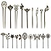 Palillos de Bollos de Bronce de Metal, Taumie 9 Palillos Chinos de Pelo para Mujeres, 10 Piezas Horquilla de la Vendimia, Palillos Chinos para el Cabello, para Cabello Decorativo Peinado Fijo