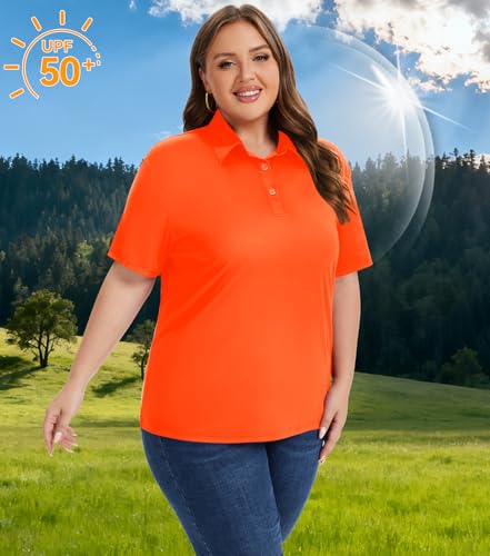 Image of Women's Plus Size Polo Shirts UPF 50+ Quick Dry Short Sleeve Golf (XL-6XL)