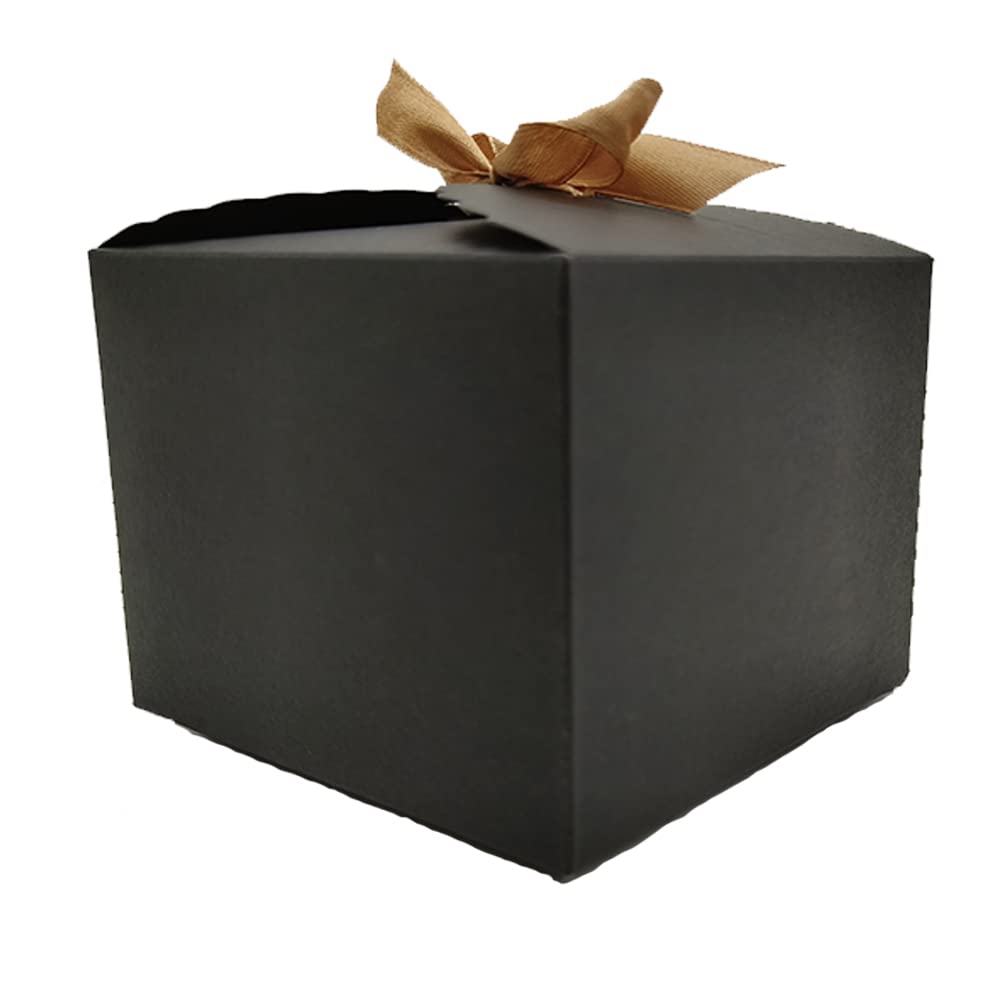 Aisamco 20 sztuk pudełek prezentowych ze wstążką, 12 x 12 x 9 cm / 4,7 x 4,7 x 3,5 cala, pudełko na oświadczyny, na ślub, urodziny, Boże Narodzenie, rękodzieło, czarne