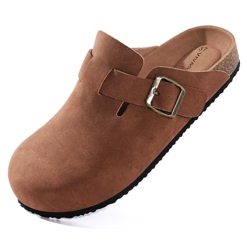 VIVASUN Clogs for Women and Men Cork Footbed Sandals Comfort Slip On Potato Shoes with Arch Support Suede Clogs