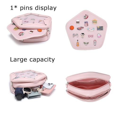 Image of Star PU Ita Crossbody Y2K Aesthetic Clear Pin Window Kawaii Anime Purse | Star Design For Cosplay, Meetups & Daily Y2K Outfits