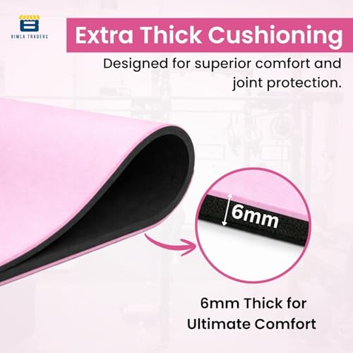 Image of Btag Premium TPE Yoga Mat for Women & Men | Anti-Slip Exercise & Gym Mat for Home Workouts | Lightweight & Durable | 6 mm (Pink)