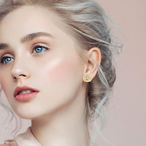 FIBO STEEL 3 Pairs 𝐆𝐨𝐥𝐝 𝐊𝐧𝐨𝐭 𝐄𝐚𝐫𝐫𝐢𝐧𝐠𝐬 for Women Men 14K Gold Plated Woven Ball Stud Earrings Simple 𝐏𝐨𝐬𝐭 𝐄𝐚𝐫𝐫𝐢𝐧𝐠𝐬 𝐟𝐨𝐫 𝐖𝐨𝐦𝐞𝐧3