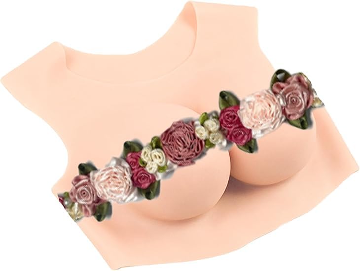 Silicone Breastplate Round Neck Fake Breasts Forms for Crossdressers Drag Queen-image-47