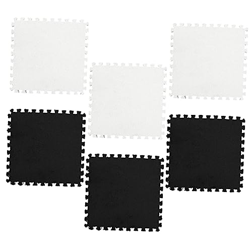 Kisangel Froth Splicing Carpet 6 Pack Square Interlocking Mats Boys and Girls Floor Mats for Safe Crawling and Playing (Black 3pcs)