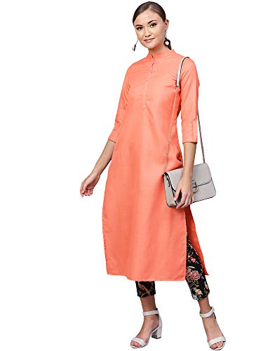 Image of INDO ERA Women's Cotton Solid Straight Kurta(IE11KT4CO1070)
