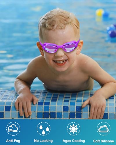 Image of Aegend Kids Swim Goggles, Pack of 2 Swimming Goggles for Children Boys & Girls Age 3-14
