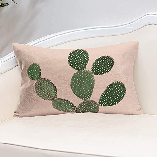 Xihomeli 12X20 Inch Cartoon Throw Pillow Covers Green Plant Cactus Cacti Cotton Linen Farmhouse Decorative Succulent Pattern Cushion Case Rectangle Pillowcase (Tropical Cactus) #TOP1