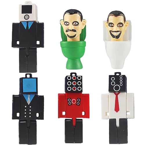 OCDSLYGB Juego de Figura Toilet, 6 Piezas Toilette Figura Model, Toilette Mini Figures Statue de Escritorio Regalo de Cumpleaños para Niños