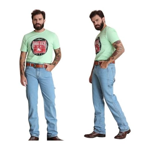 Calça Jeans Masculina Country Carpinteira Cowboy Rodeio (BR, Numérico, 38, Regular, Regular, JEANS CLARO)