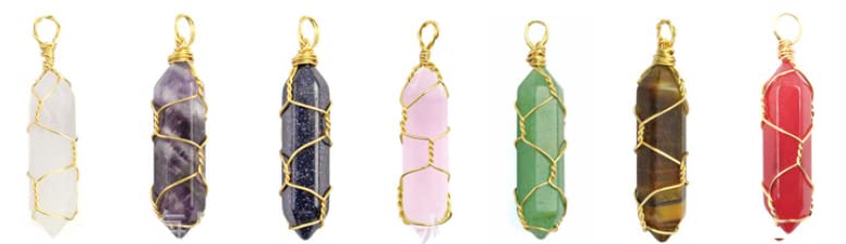 VIBILIAHealing Crystal Necklace Wire Wrapped Natural Point Pendant Necklace Hexagonal Reiki Spiritual Quartz Gemstone Stone Jewelry for Women Men