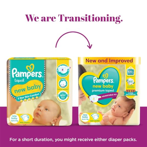 Image of Pampers Active Baby Tape Style Baby Diapers, Newborn /Extra Small (NB /XS) Size, 72 Count, Adjustable Fit with 5 star skin protection, Up to 5kg Diapers