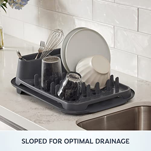 Rubbermaid Dish Drying Rack with Drainboard, Raven Grey, 2Piece Set