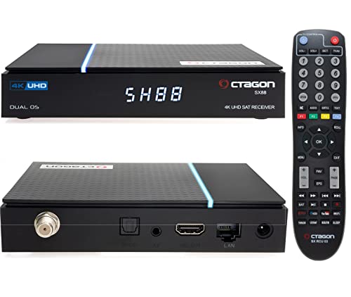 OCTAGON SX88 V2 (Versión 2) 4K UHD S2 IP 1xDVB-S2 E2 Linux Receptor de satélite Smart TV, Multiboot SW: Define OS + E2 Linux, H.265, Sat to IP, Lector de tarjetas, Multisala, YouTube, Mediateca, Radio