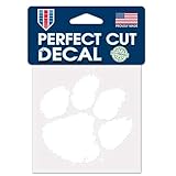 Wincraft NCAA Clemson Tigers 4x4 Perfect Cut White Decal, One Size, Team Color