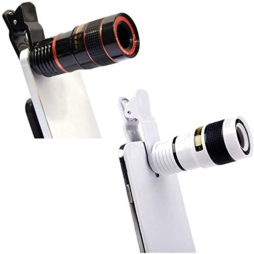 HD Pixel Zoom Lens Attachment for iPhone, for Samsung, for Huawei and Other Brands of Cell Phones, 8X Zoom, 12x Zoom, Black, White, Mobile Phone Clamps (8X, Black)