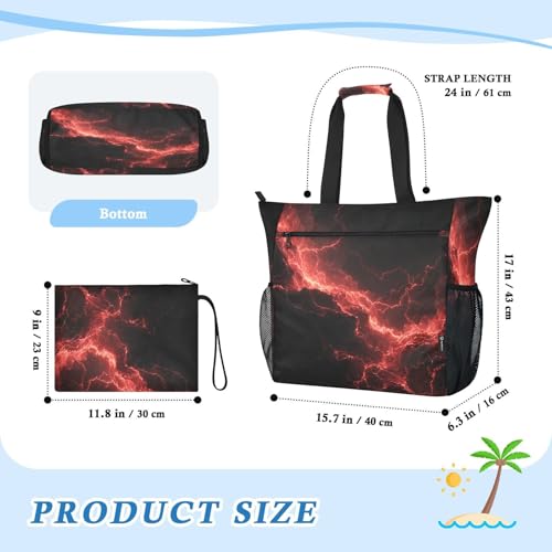 Sac de plage extra large Red Lightning imperméable avec poches maille pour femme - 4