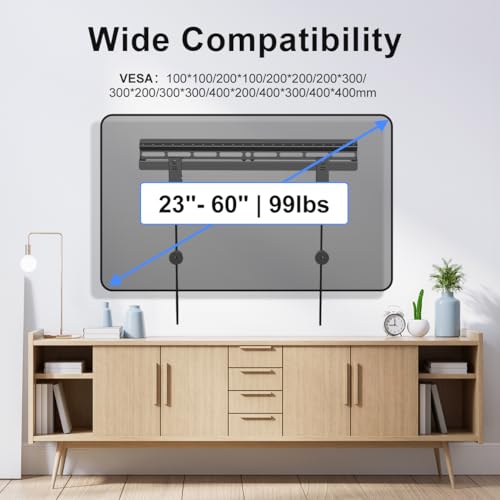 Suptek Studless TV Wall Mount for Most 23-60 Inch TVs up to 99 lbs, Low Profile No Drill TV Mount, Drywall Bracket with Max VESA 400x400mm, No Stud, No Drill, Easy Install, MF8