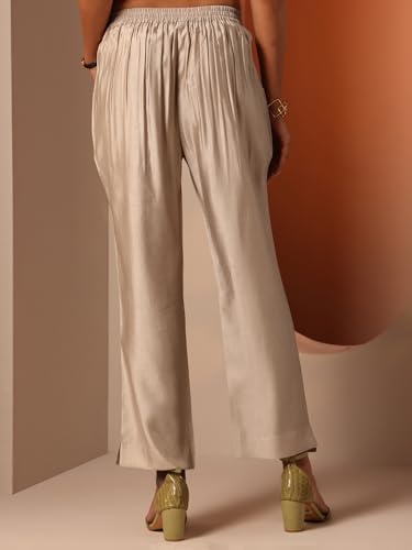Image of Libas Solid Silk Trousers for Women | Ethnic wear | Occasion Outfit