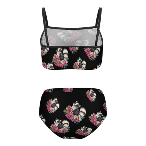 Skunk Skunks Roses Girls Swimsuits Two Piece Bikini Sets Beach Sport Swimwear Bathing Suit2