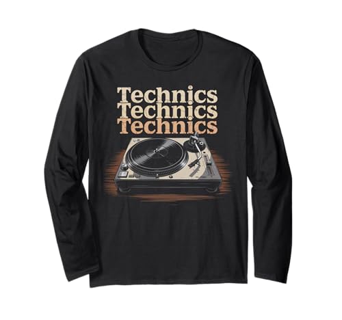 Giradischi Vintage Old School DJ Music Maglia a Manica